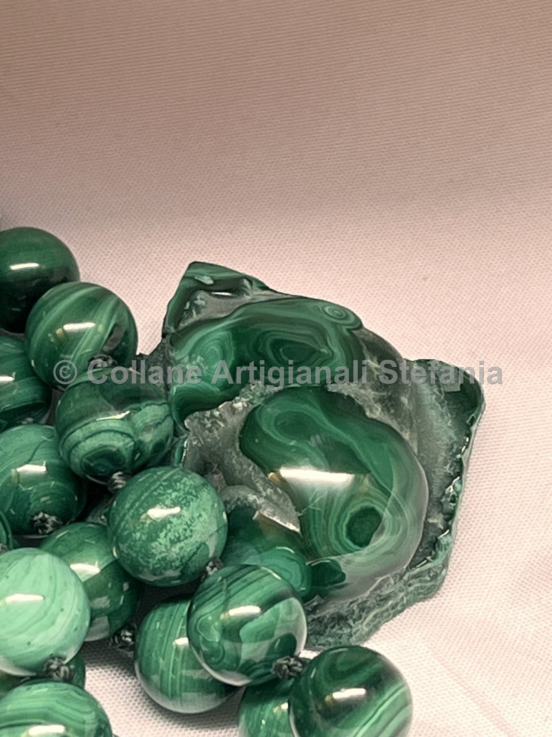 Collana con pietre dure naturali - malachite artigianale italiana