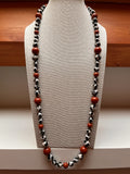 Collana artigianale con Agata tibetana e Diaspro rosso