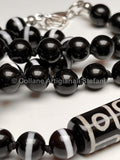 Collana con pietre dure di Tormalina nera e Agata Tibetana