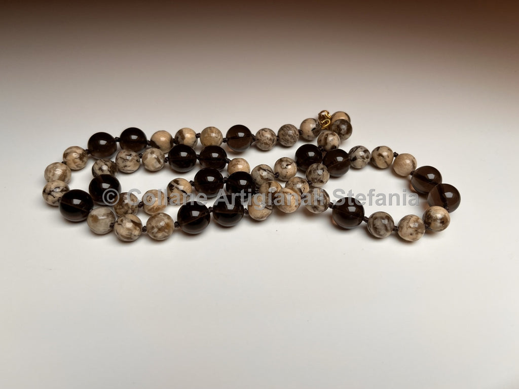 Collana con pietre dure di Zebradorite e Ossidiana
