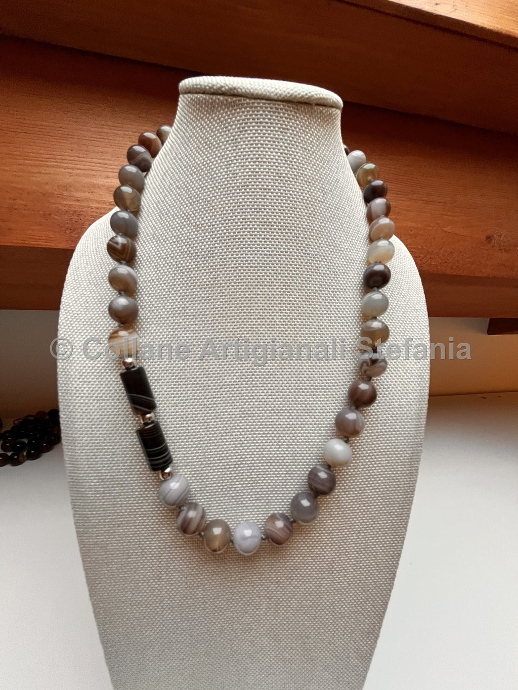 Collana con pietre dure di Agata Botswana di ottima qualità
