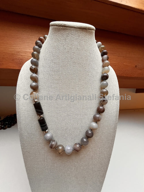 Collana con pietre dure di Agata Botswana di ottima qualità
