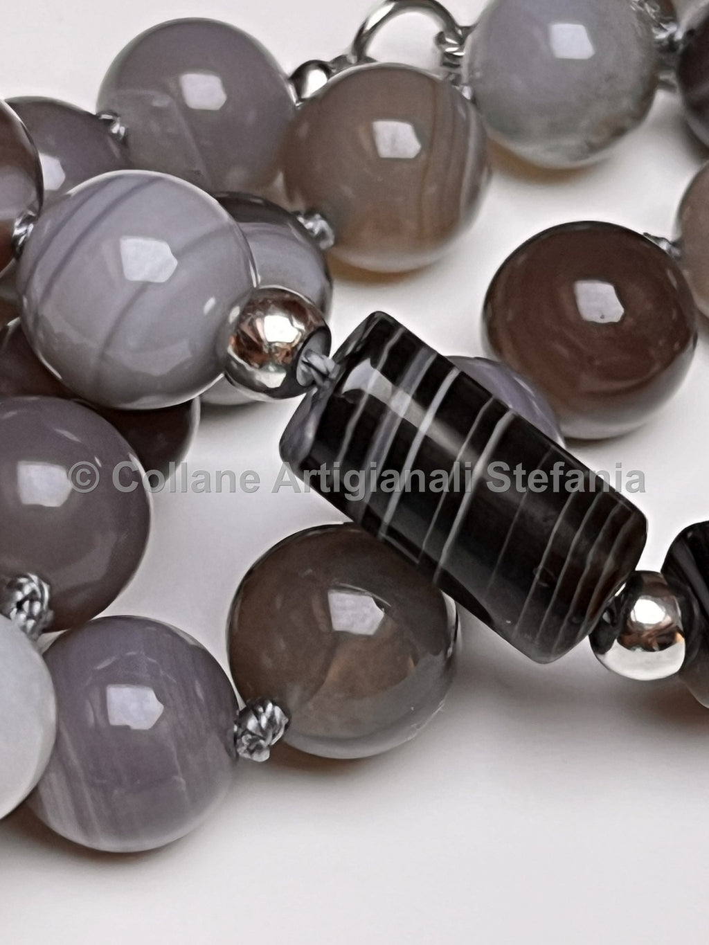 Collana con pietre dure di Agata Botswana di ottima qualità