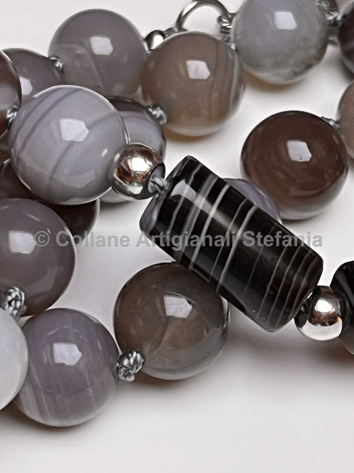 Collana con pietre dure di Agata Botswana di ottima qualità