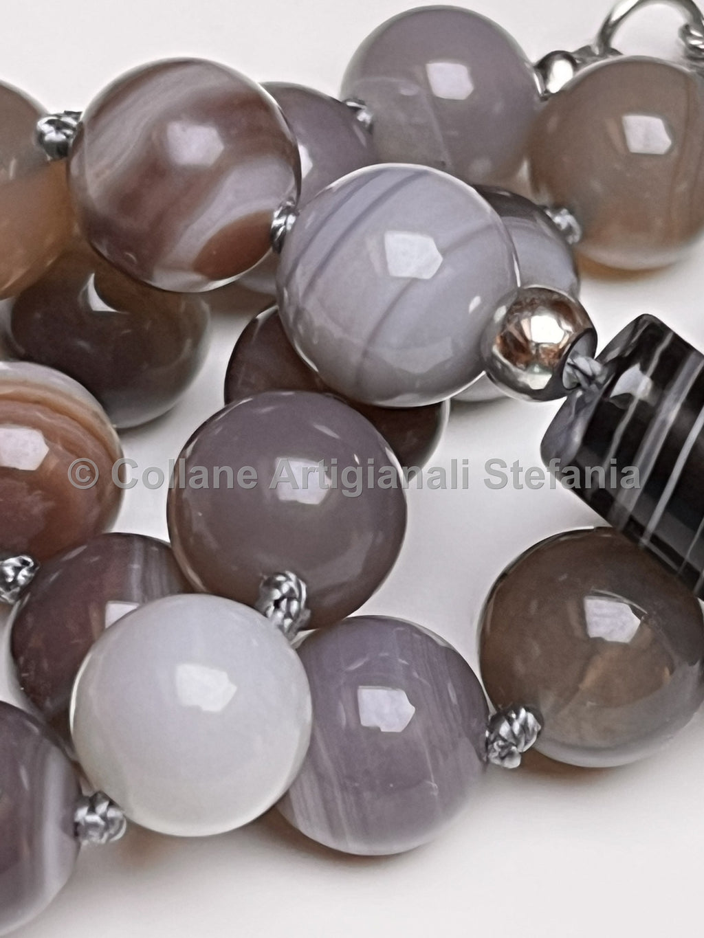 Collana con pietre dure di Agata Botswana di ottima qualità