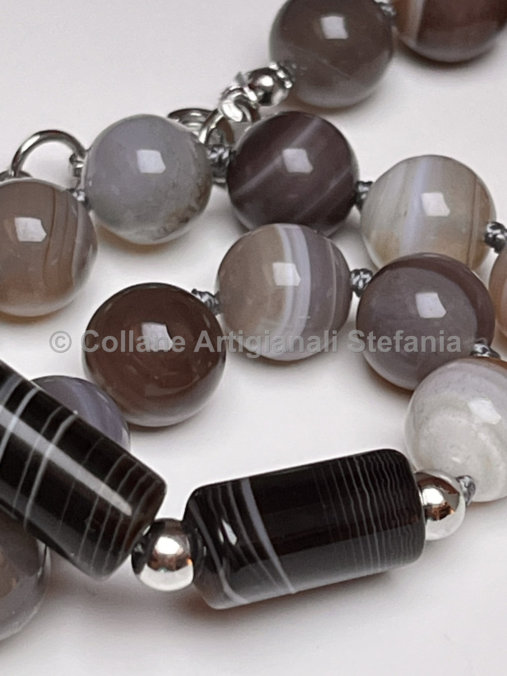 Collana con pietre dure di Agata Botswana di ottima qualità