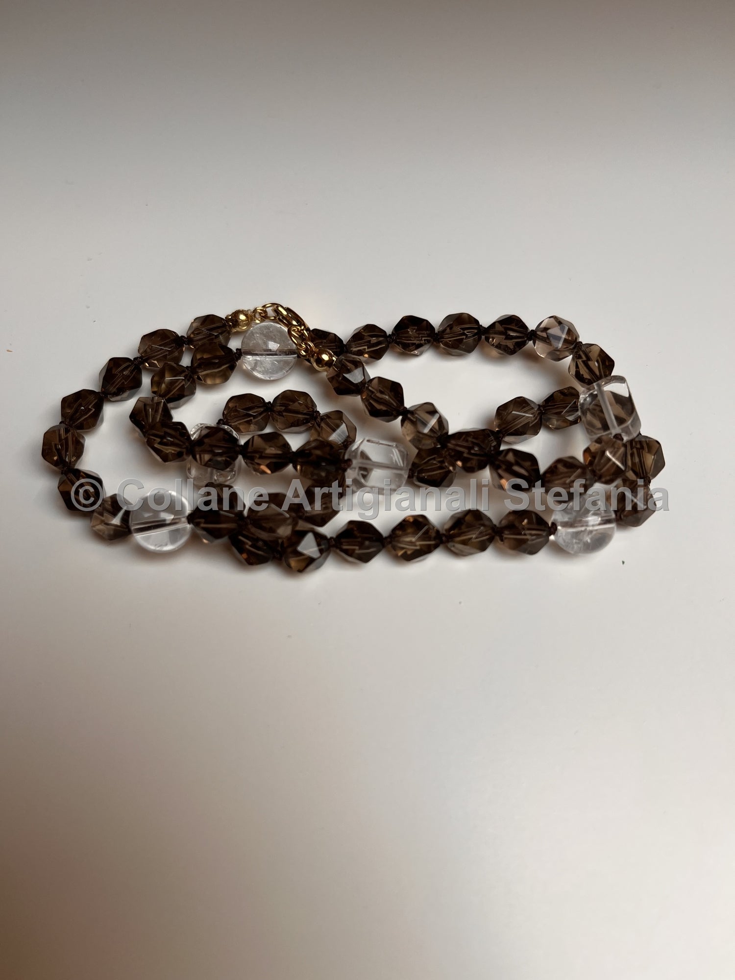 Collana con pietre dure di alta qualità di Quarzo Fumé
