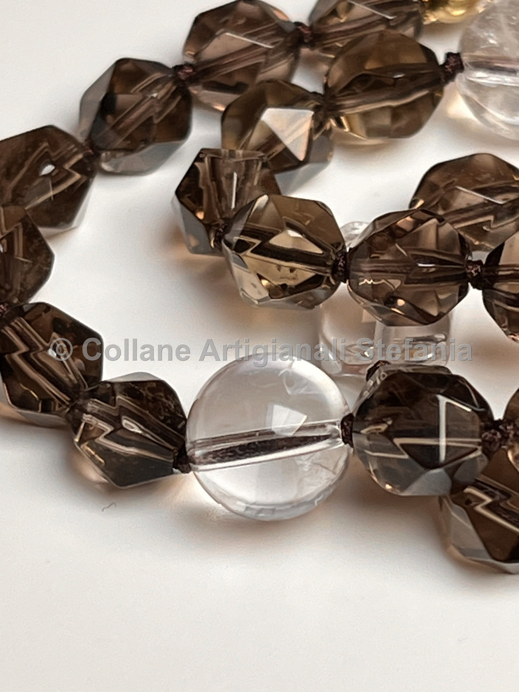 Collana con pietre dure di alta qualità di Quarzo Fumé
