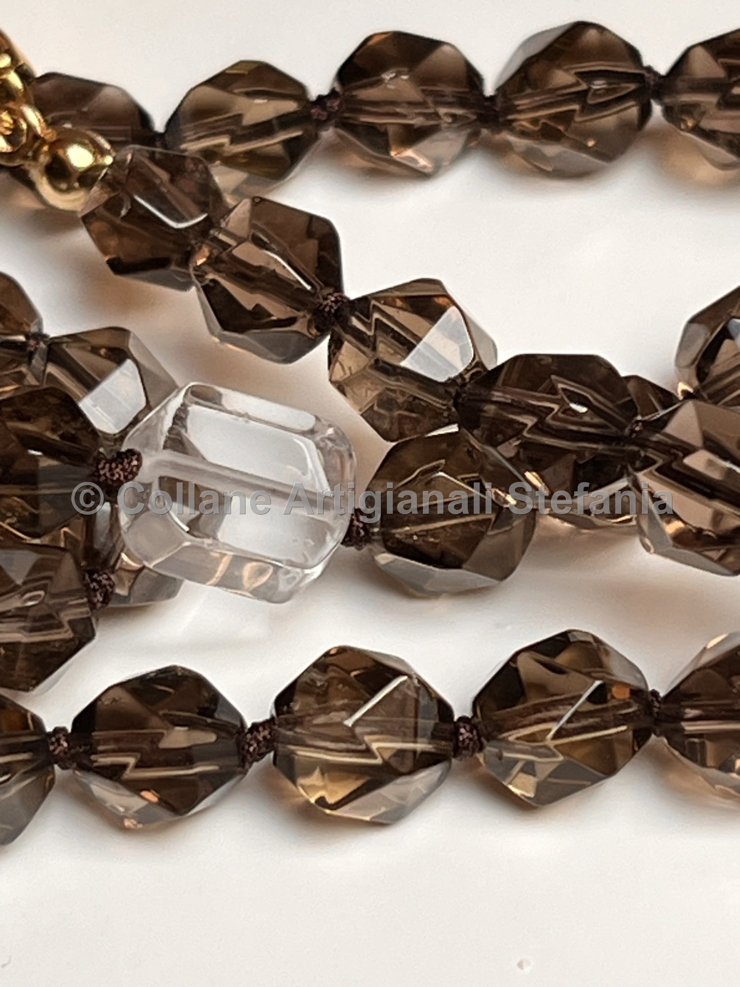 Collana con pietre dure di alta qualità di Quarzo Fumé