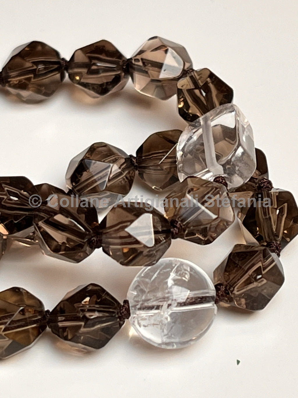 Collana con pietre dure di alta qualità di Quarzo Fumé