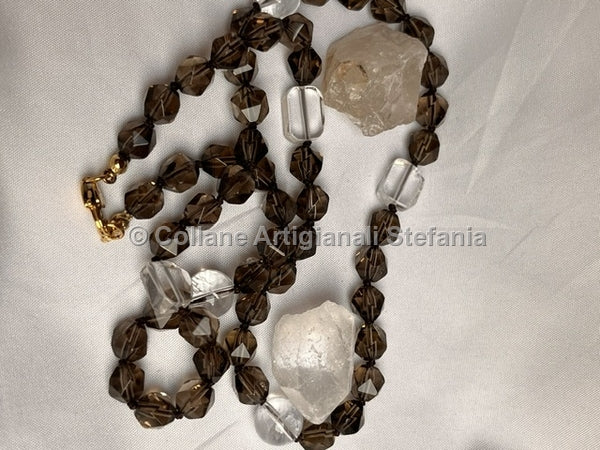 Collana con pietre dure di alta qualità di Quarzo Fumé