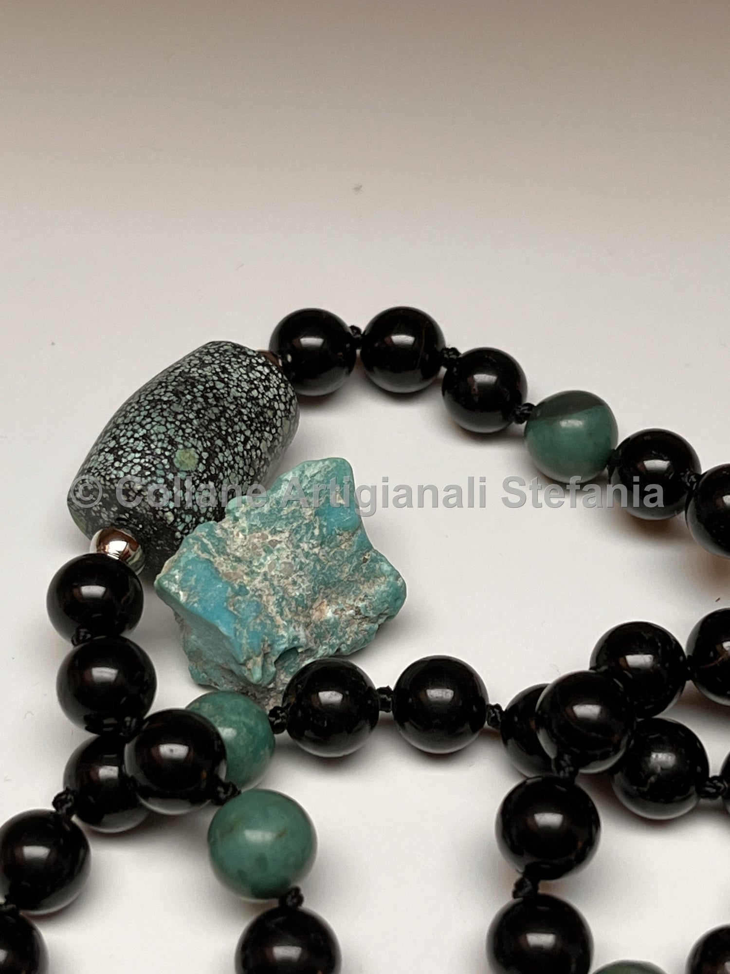 Collana con pietre dure di Tormalina e Turchese naturale