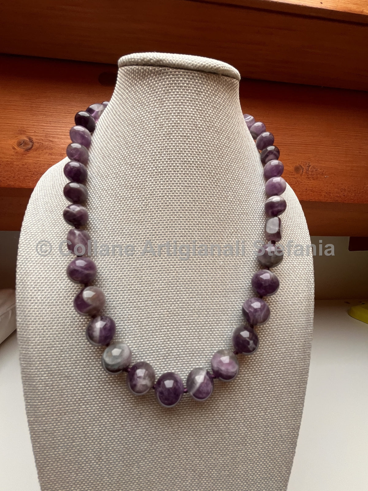 Collana con pietre dure di Ametista Chevron di ottima qualità
