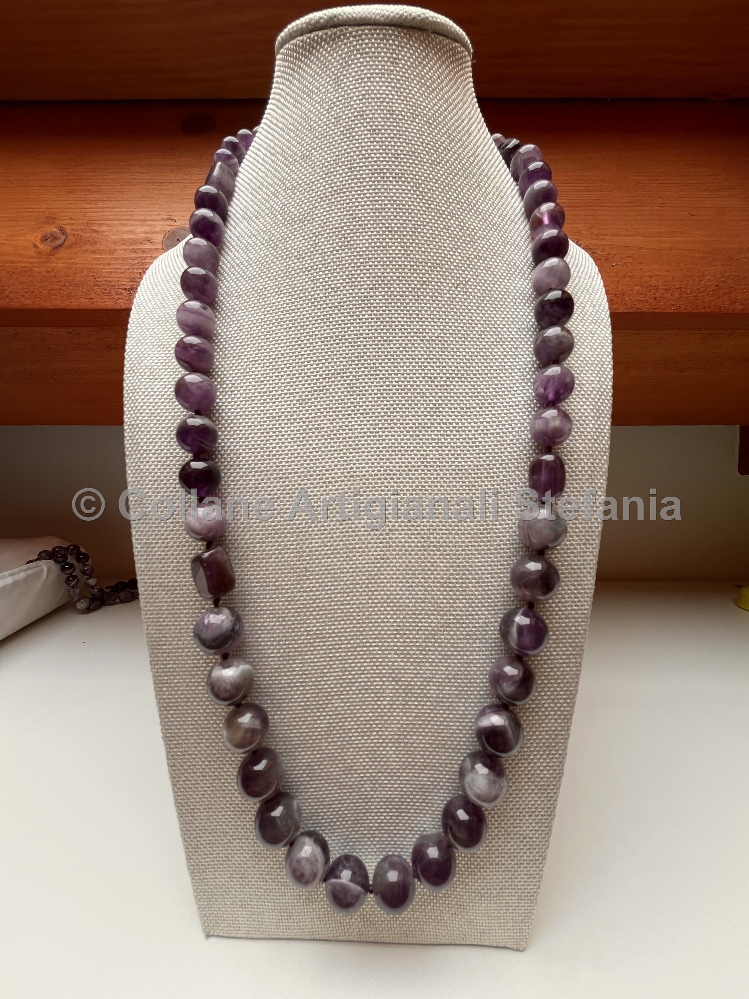 Collana con pietre dure di Ametista Chevron di ottima qualità