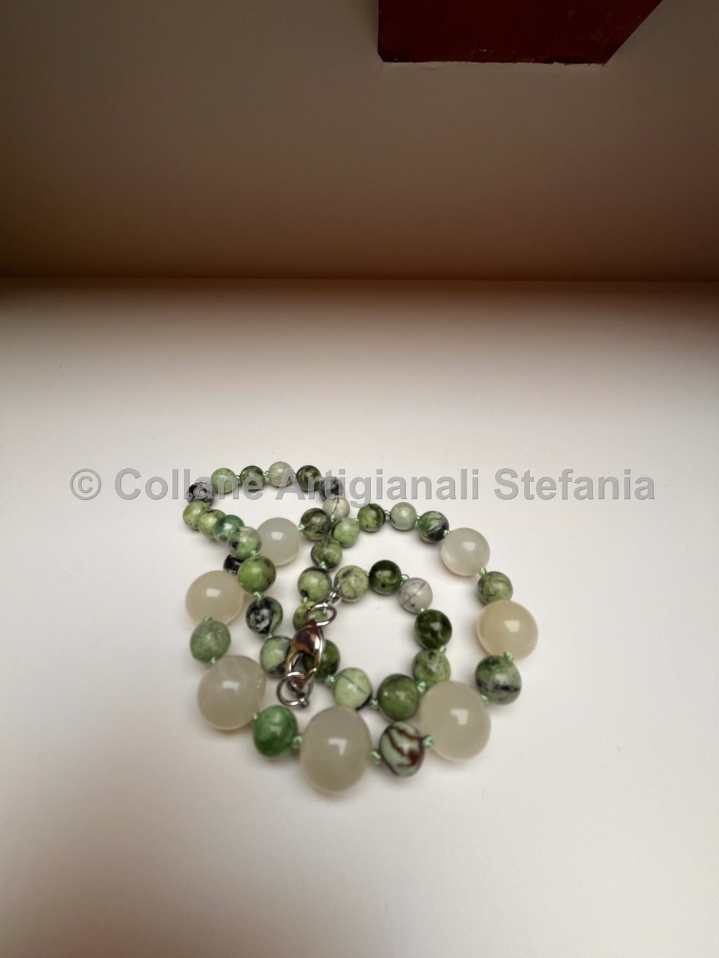 Collana artigianale con Variscite e Pietra di Luna di alta qualità