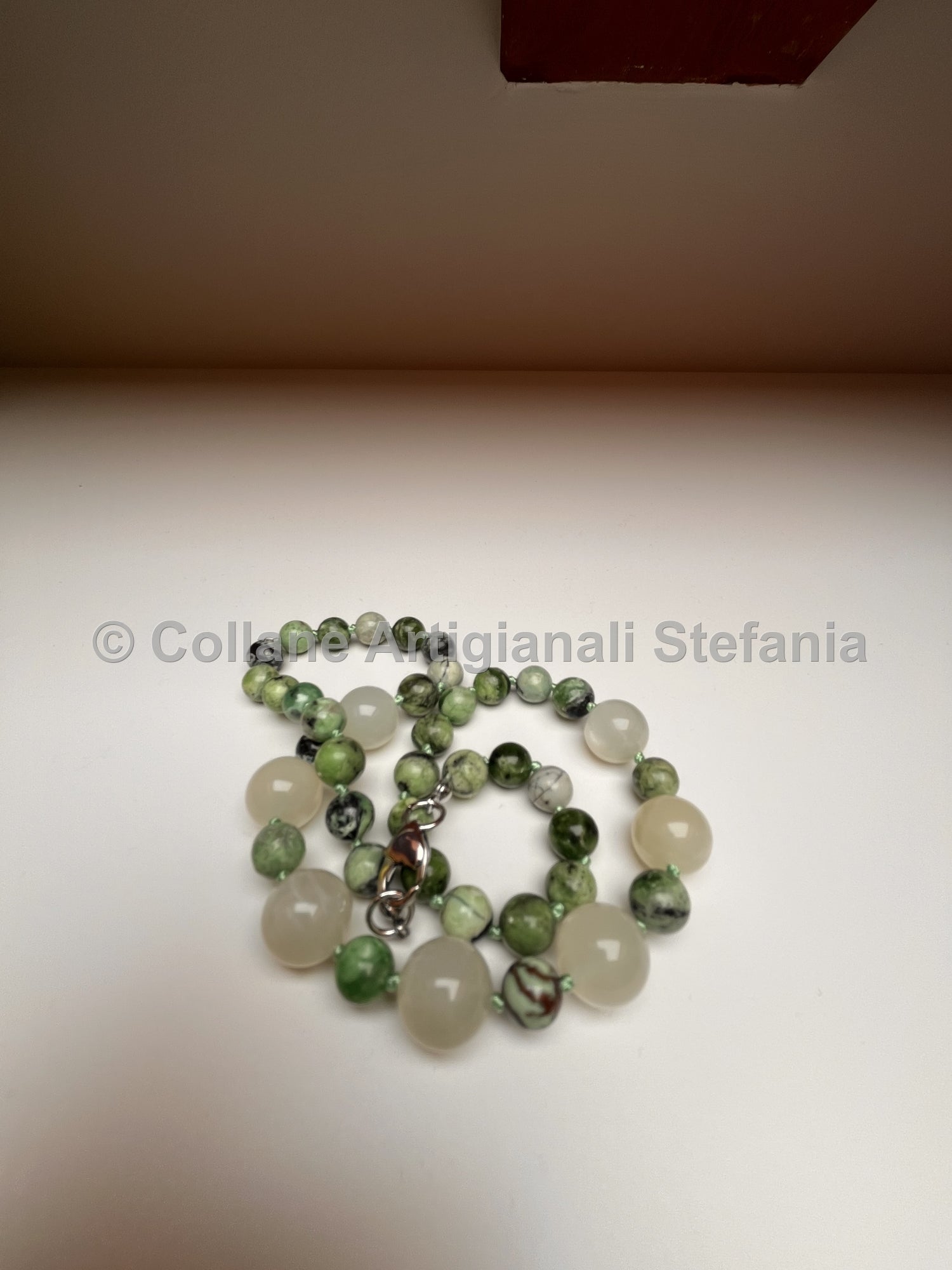 Collana artigianale con Variscite e Pietra di Luna di alta qualità