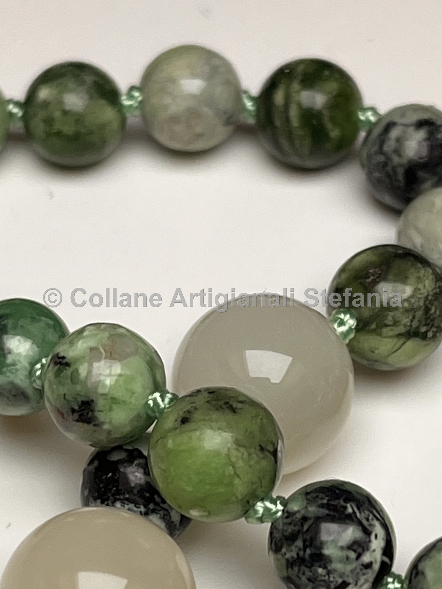Collana artigianale con Variscite e Pietra di Luna di alta qualità