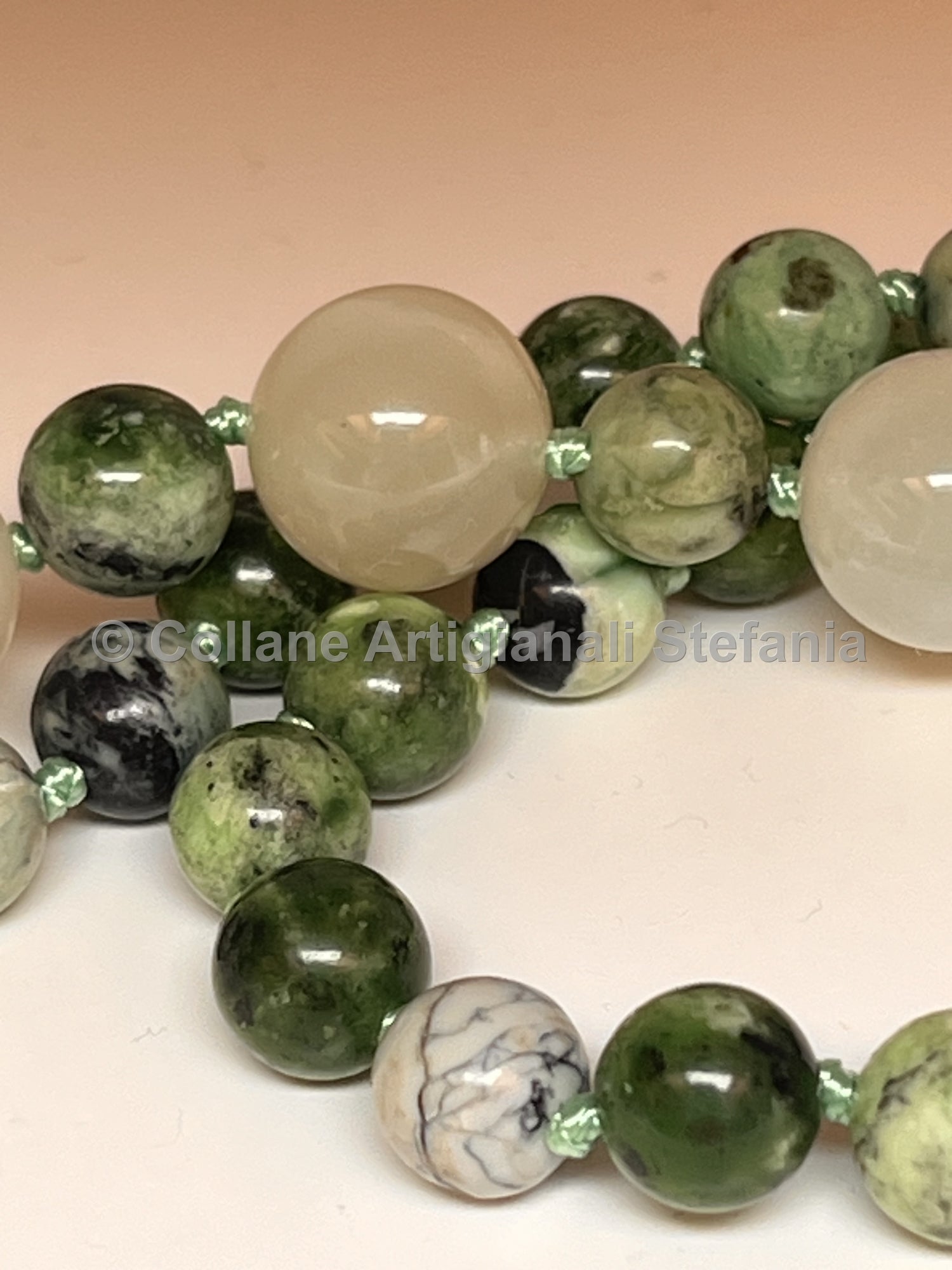 Collana artigianale con Variscite e Pietra di Luna di alta qualità