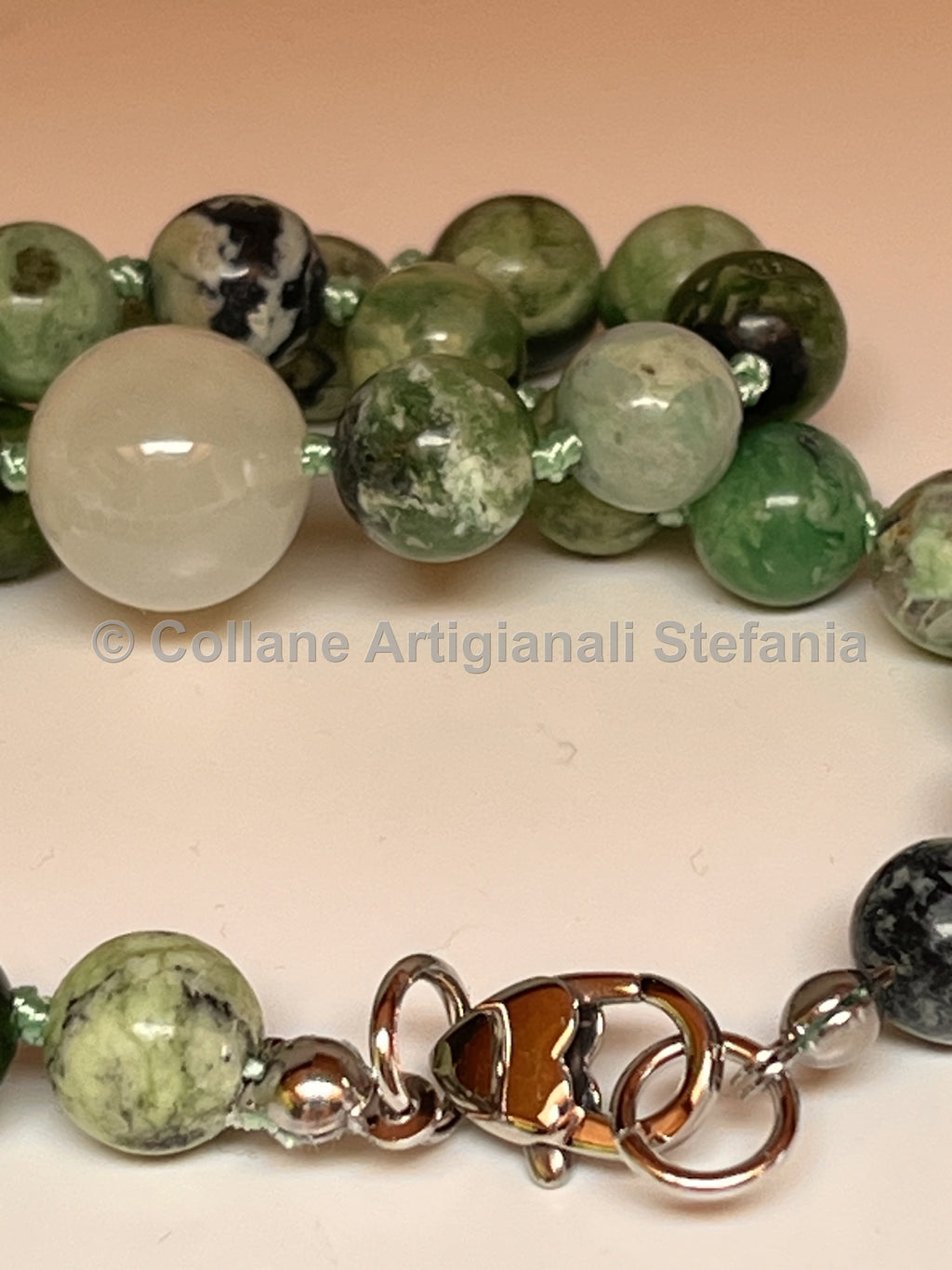 Collana artigianale con Variscite e Pietra di Luna di alta qualità