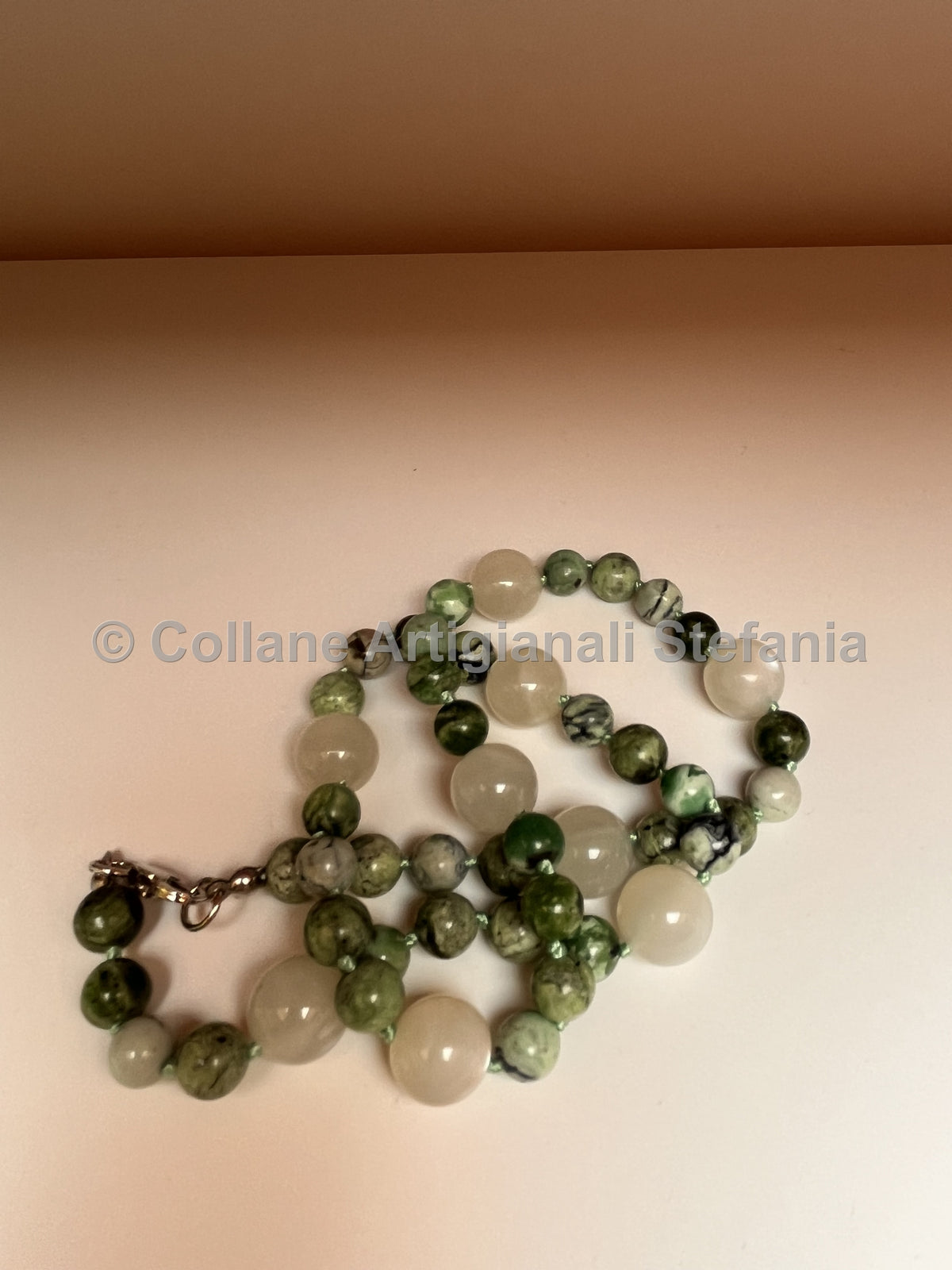 Collana artigianale con Variscite e Pietra di Luna di alta qualità
