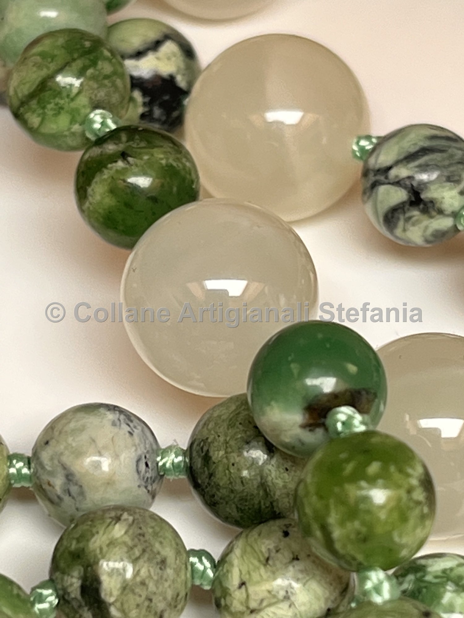 Collana artigianale con Variscite e Pietra di Luna di alta qualità