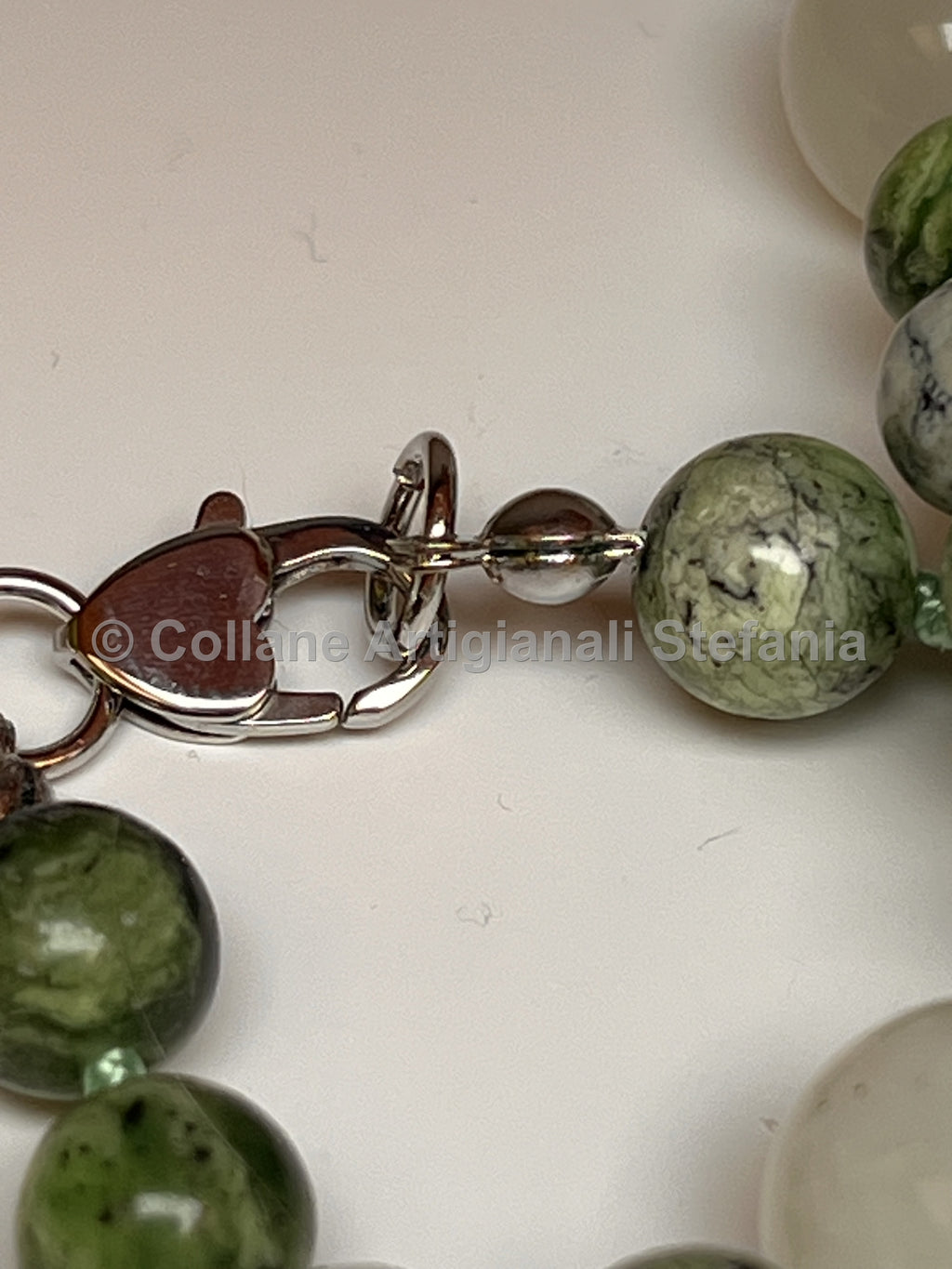 Collana artigianale con Variscite e Pietra di Luna di alta qualità