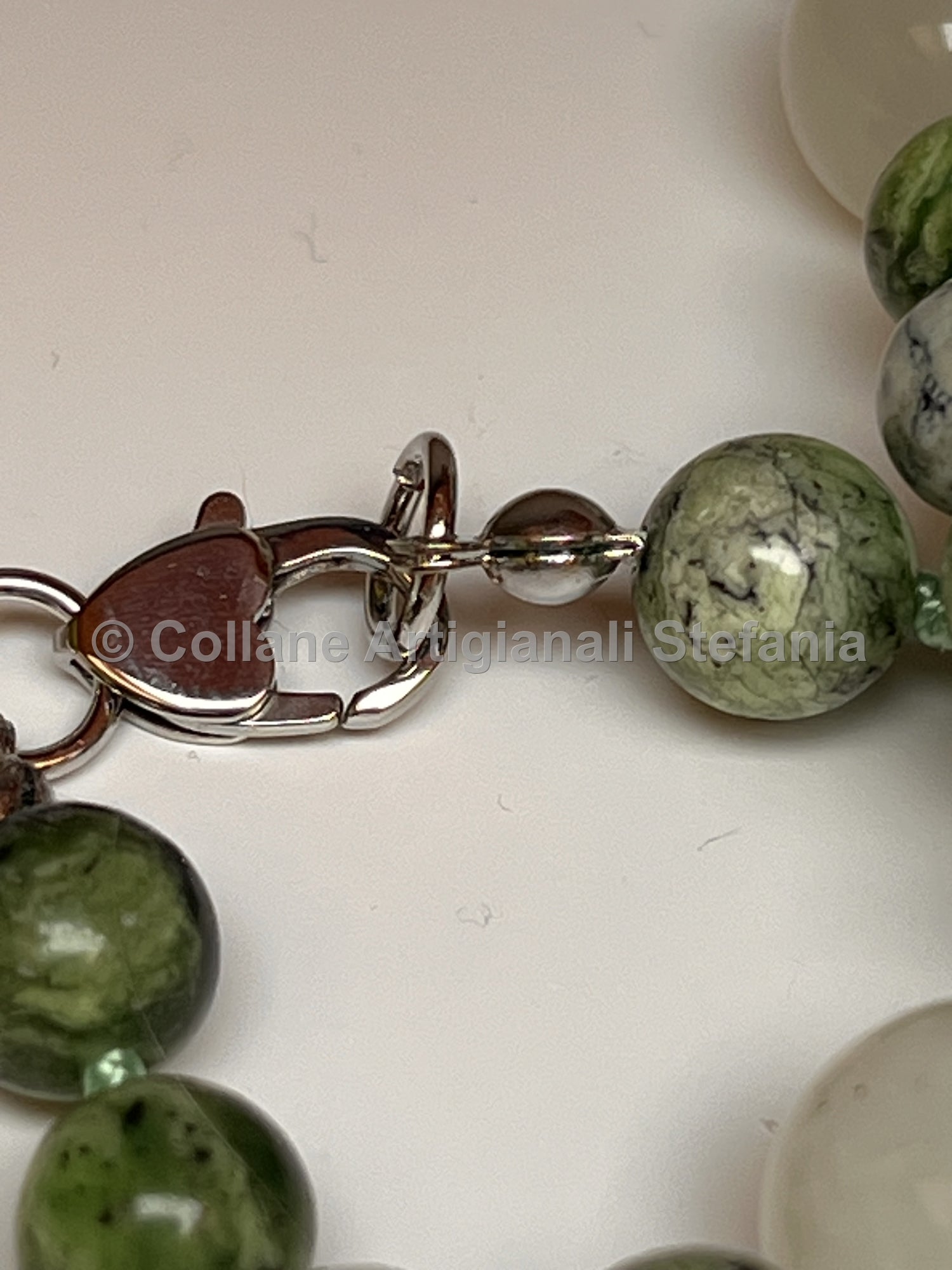 Collana artigianale con Variscite e Pietra di Luna di alta qualità