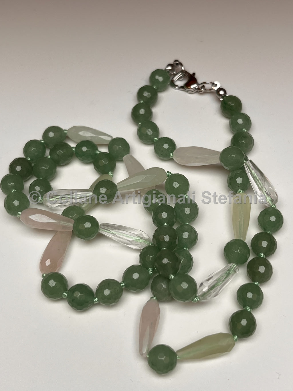 Collana artigianale con Avventurina e Quarzo