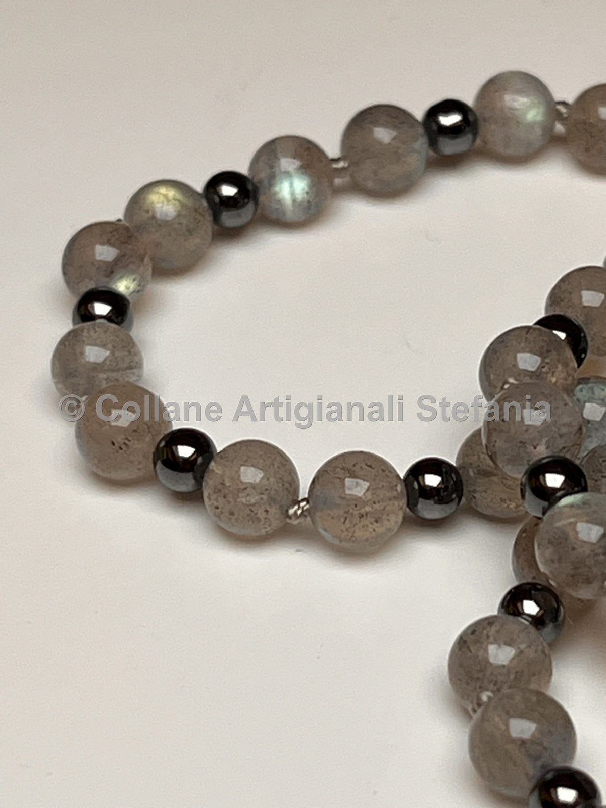 Collana artigianale con Labradorite, Ematite e pendente