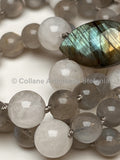Collana artigianale con Labradorite, Blue Moonstone e pendente