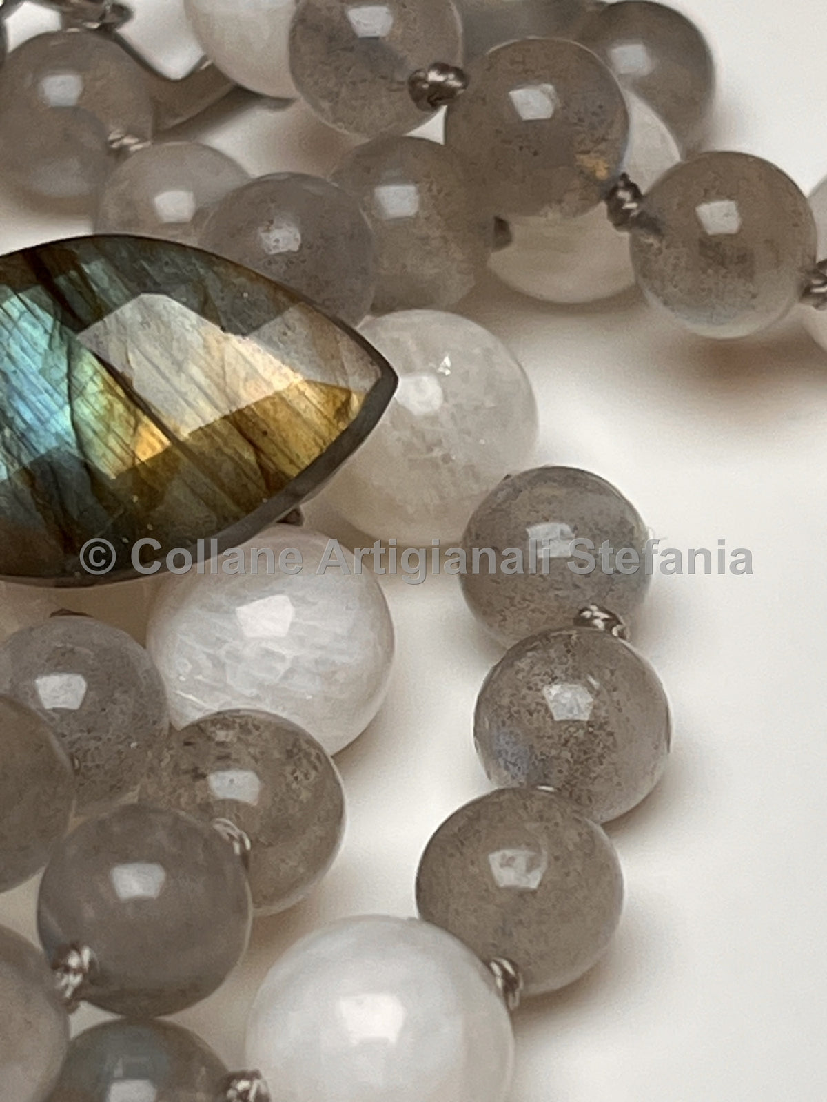 Collana artigianale con Labradorite, Blue Moonstone e pendente