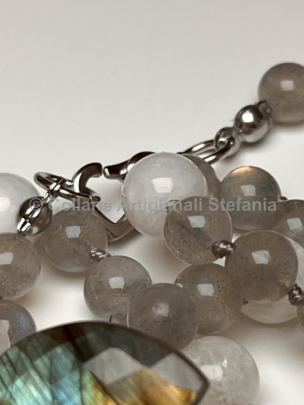 Collana artigianale con Labradorite, Blue Moonstone e pendente