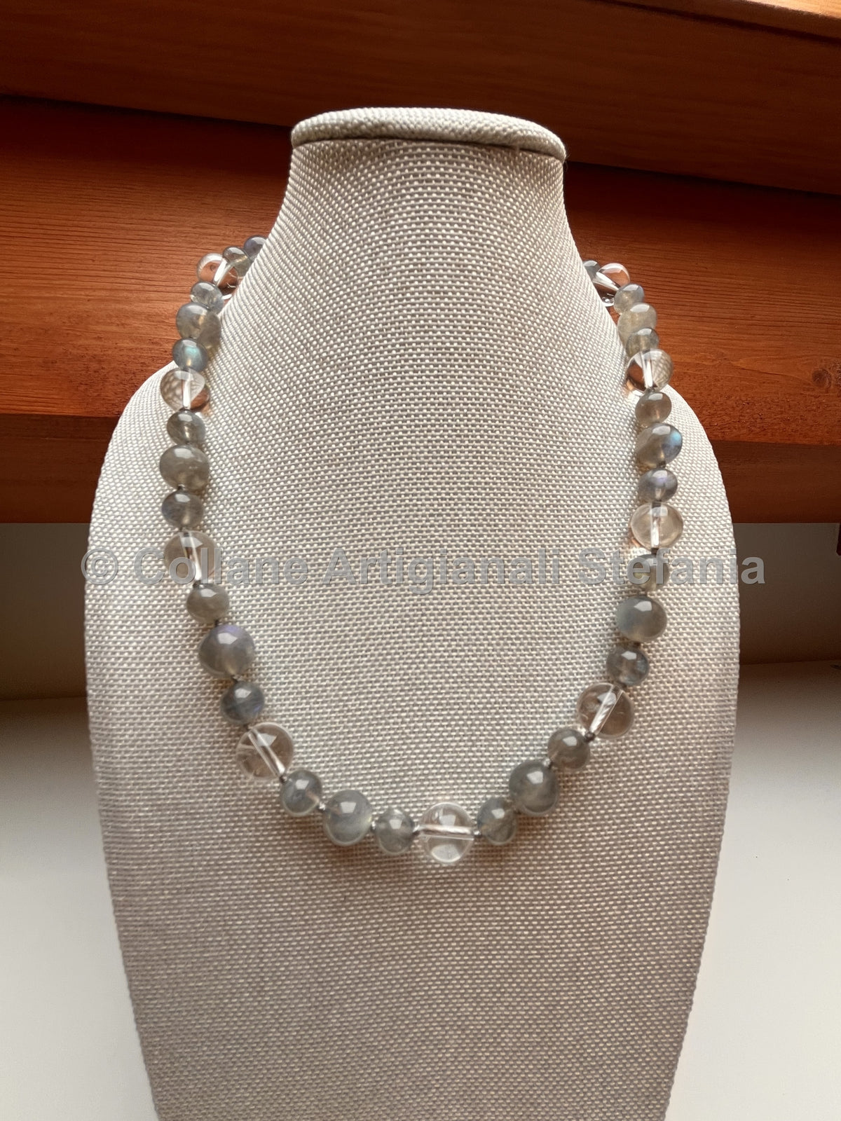 Collana artigianale in Labradorite e Quarzo ialino