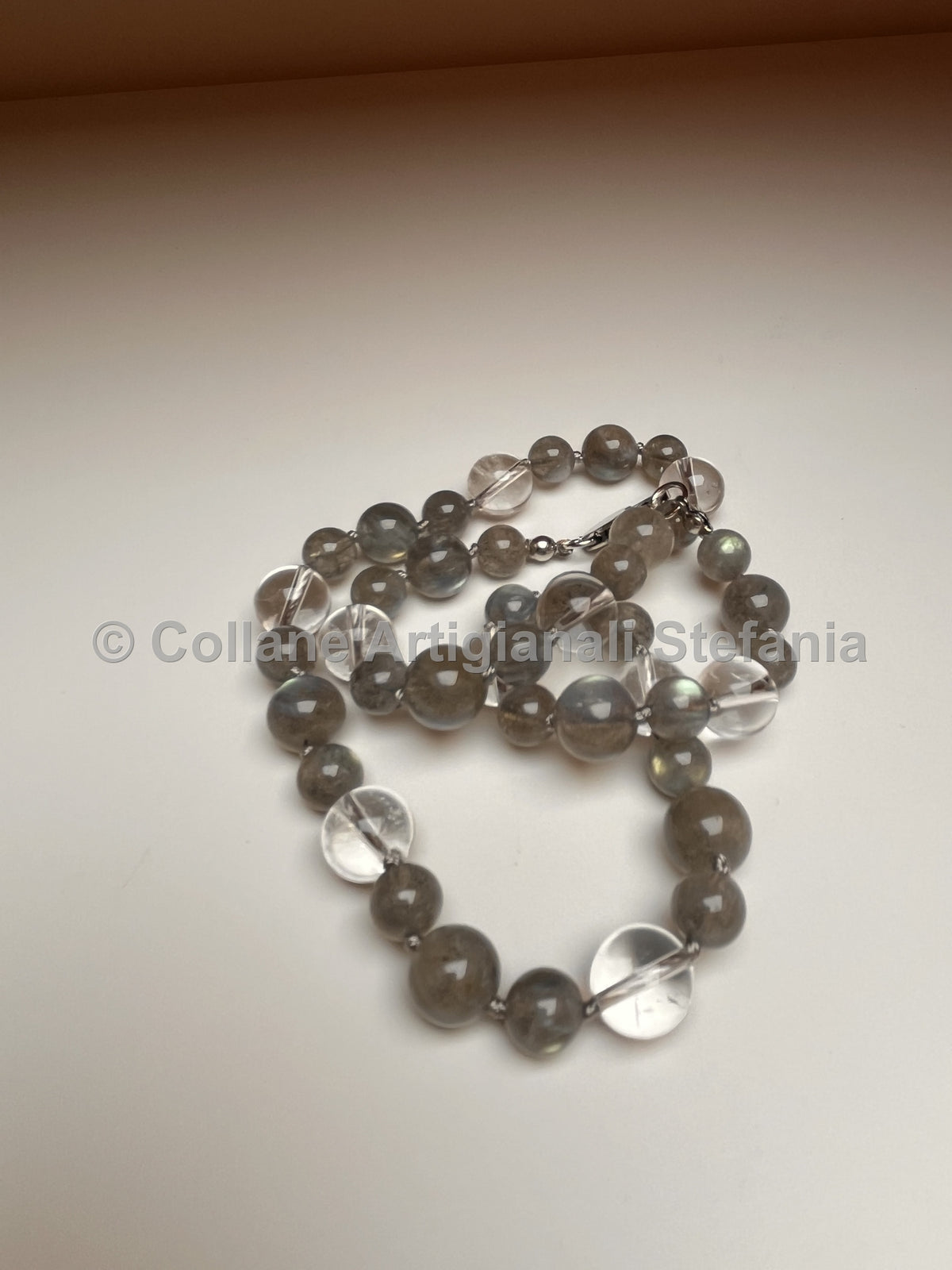Collana artigianale in Labradorite e Quarzo ialino