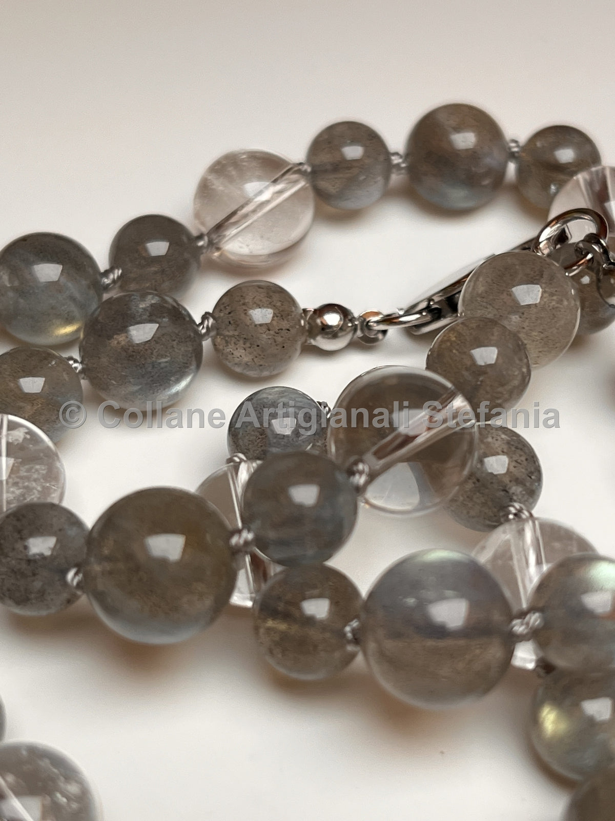 Collana artigianale in Labradorite e Quarzo ialino