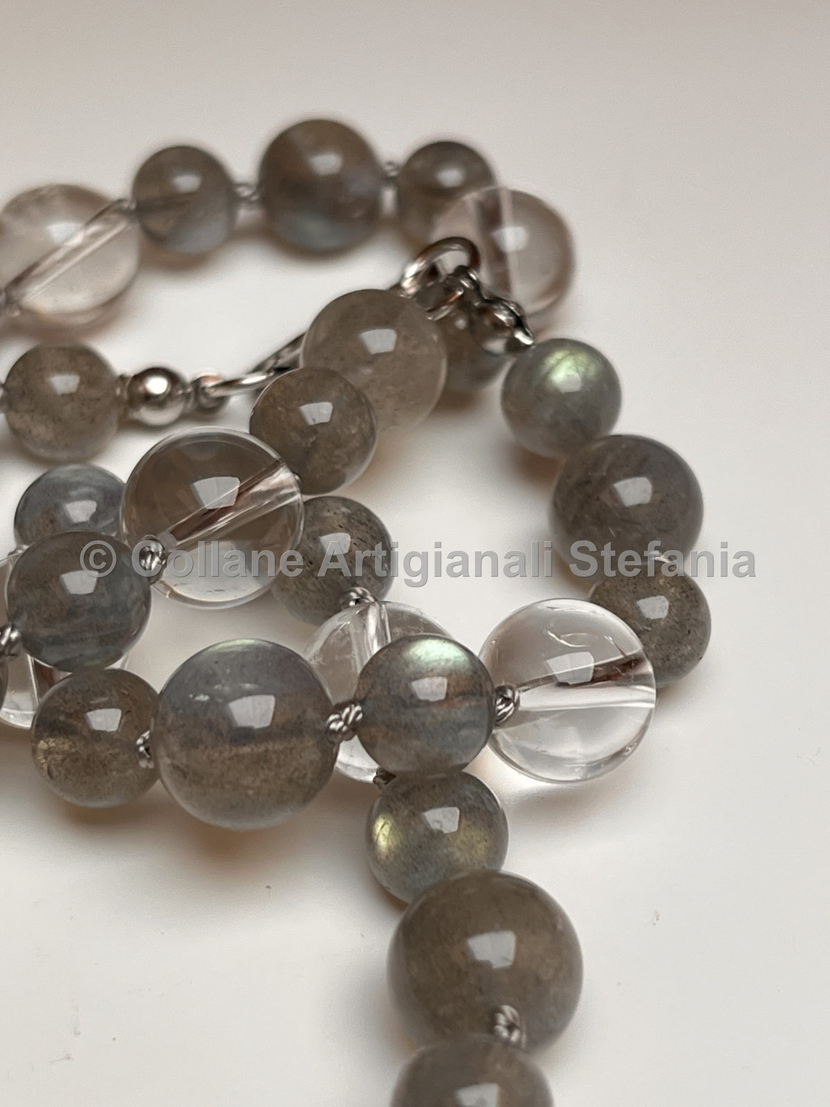 Collana artigianale in Labradorite e Quarzo ialino