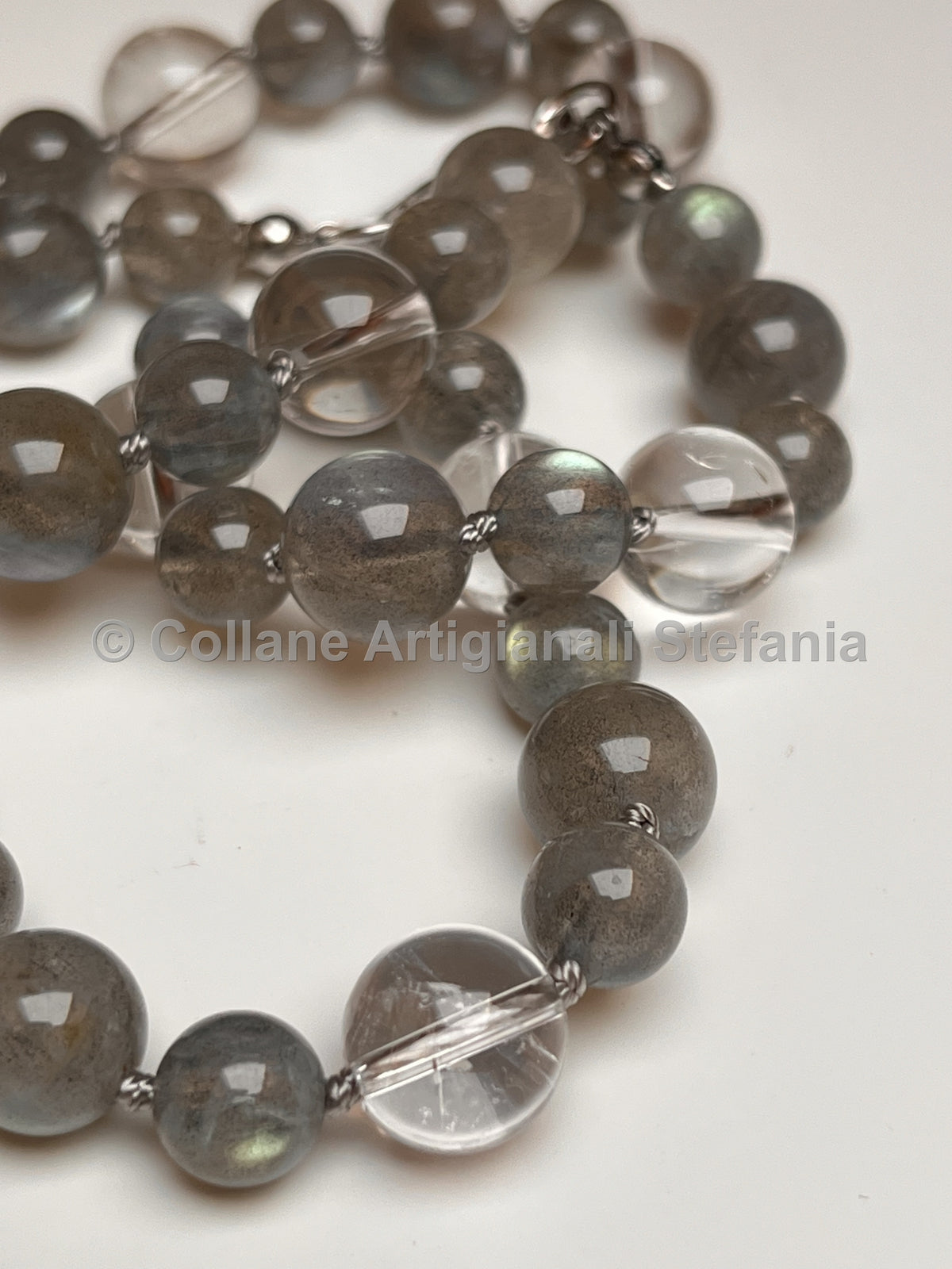 Collana artigianale in Labradorite e Quarzo ialino