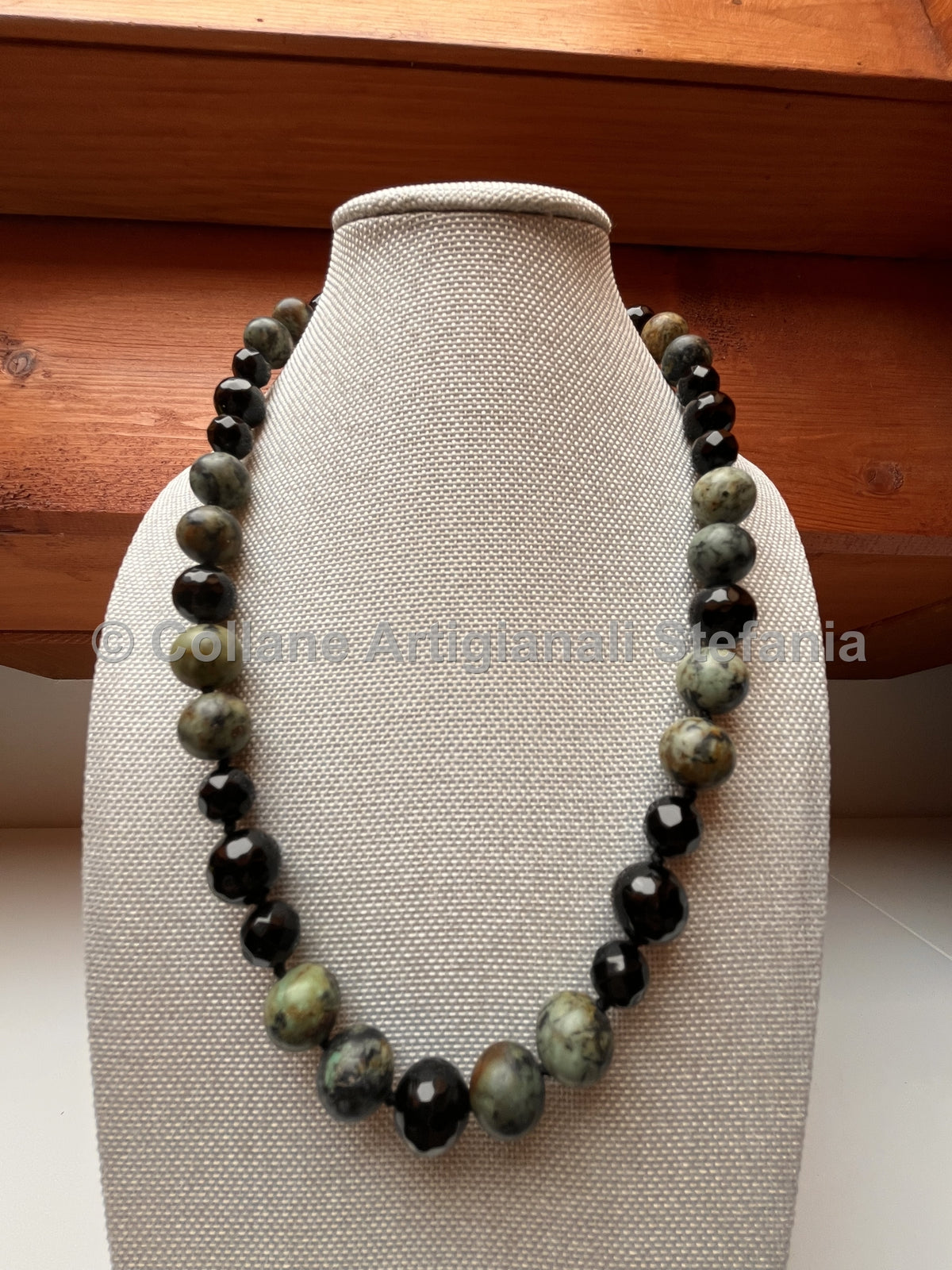 Collana artigianale in Onice nero e Turchese africano
