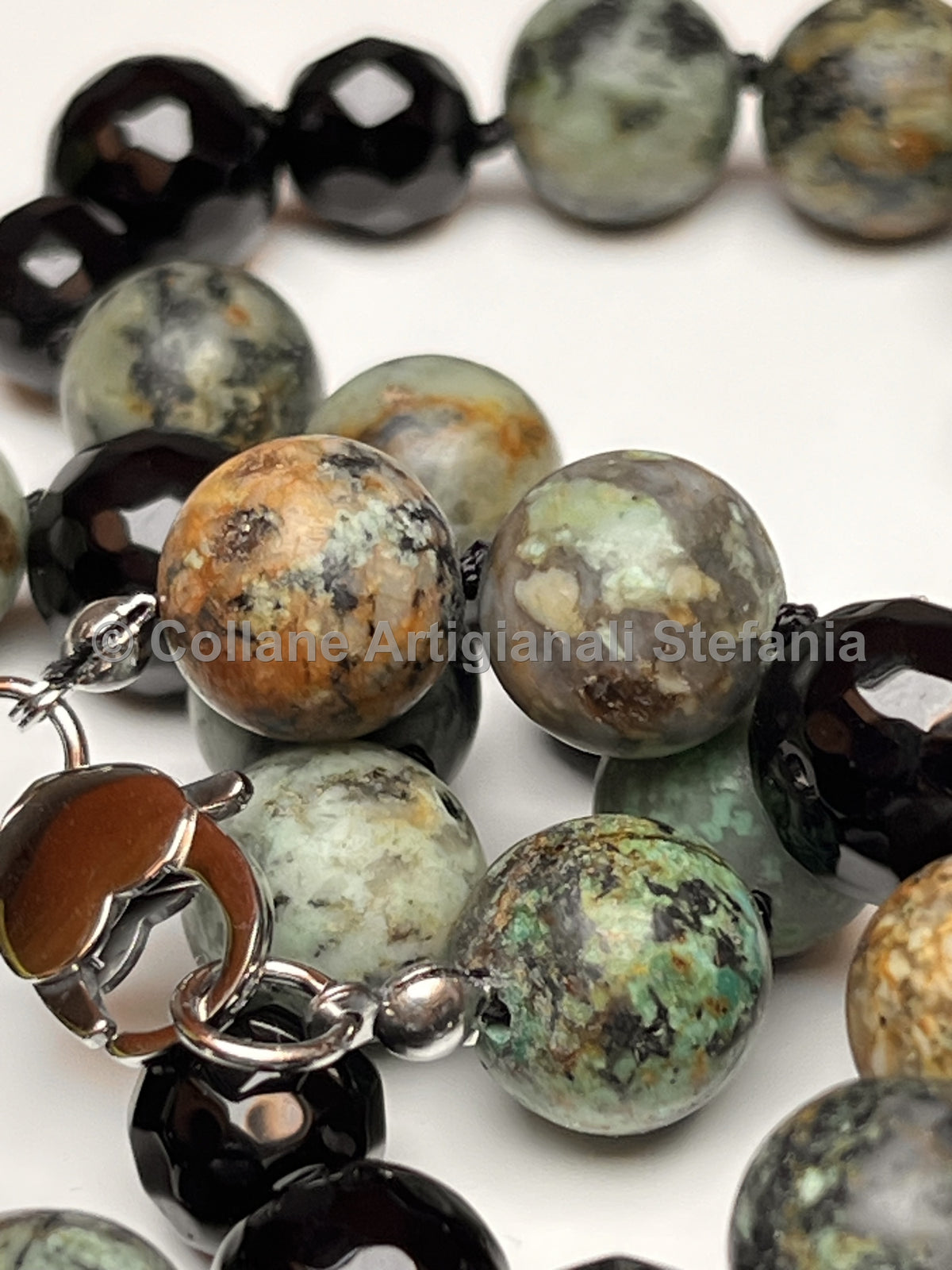 Collana artigianale in Onice nero e Turchese africano