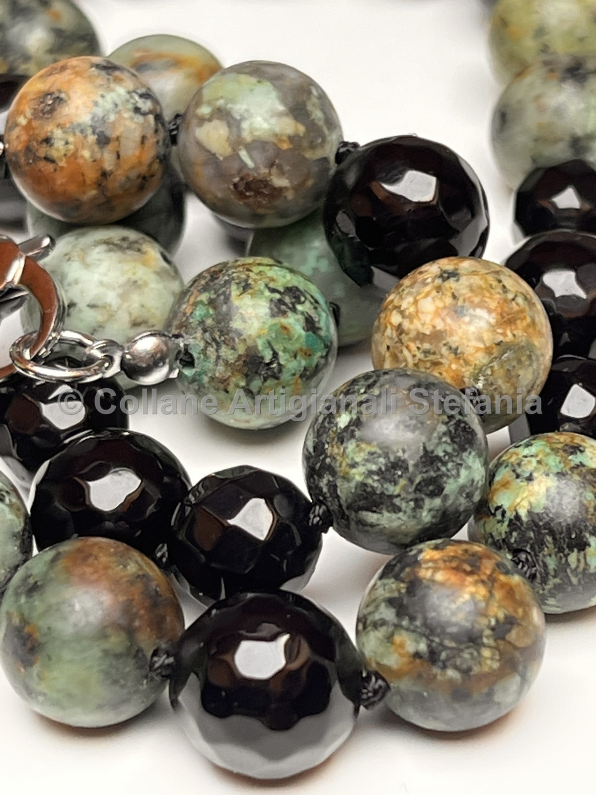 Collana artigianale in Onice nero e Turchese africano