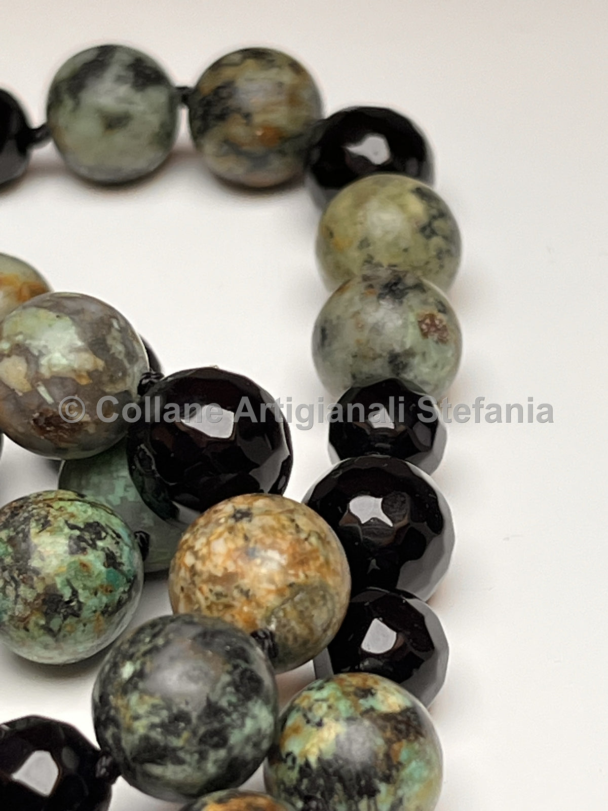 Collana artigianale in Onice nero e Turchese africano