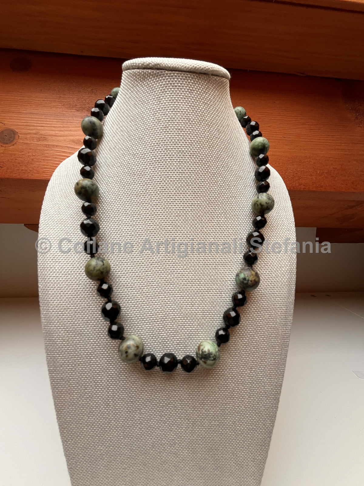 Collana artigianale con Onice nero e Turchese africano