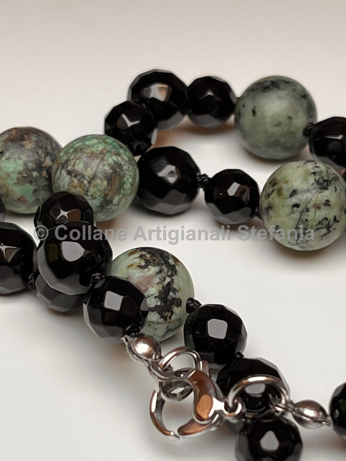 Collana artigianale con Onice nero e Turchese africano