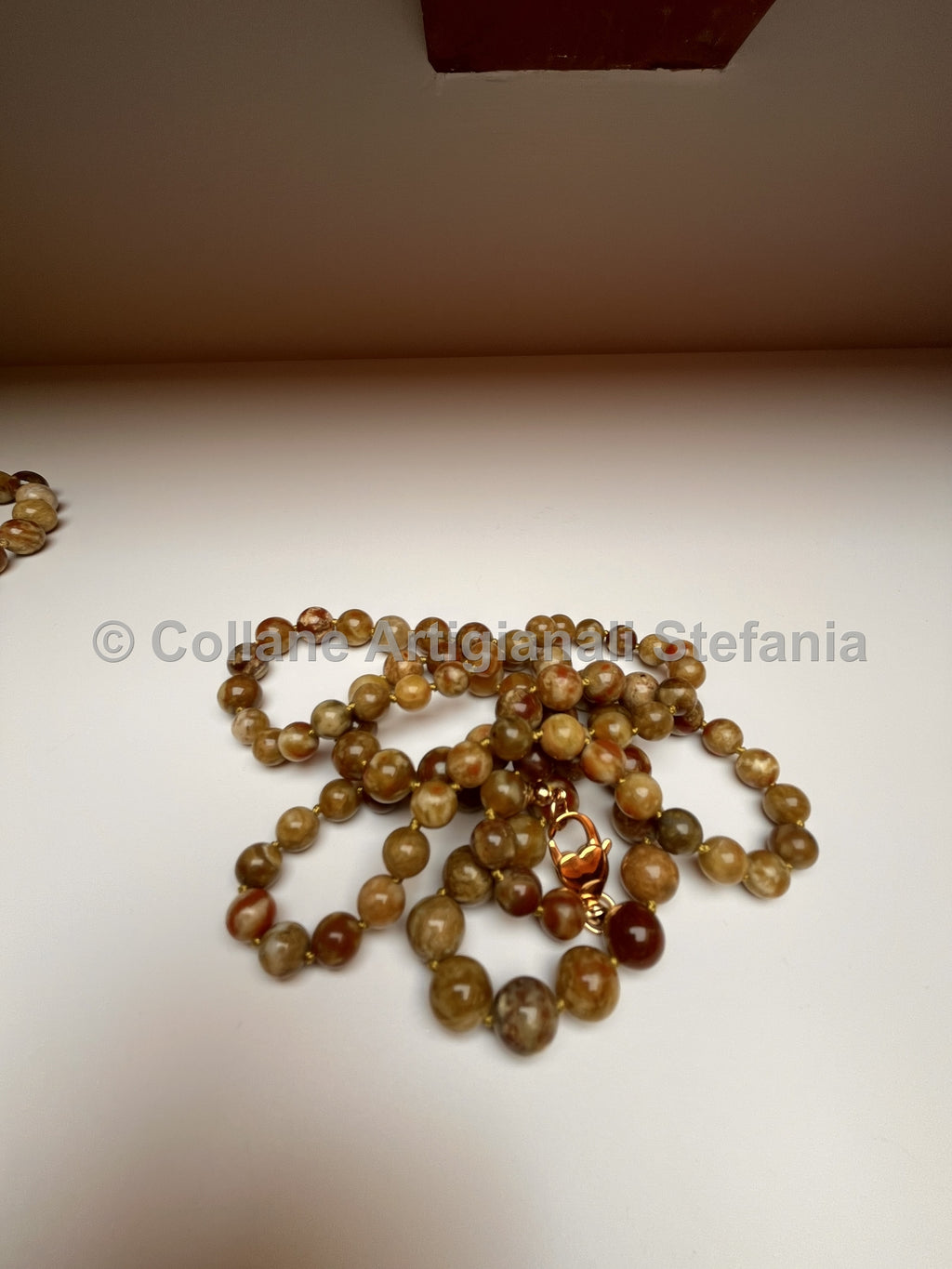 Collana artigianale lunga di Serpentino verde