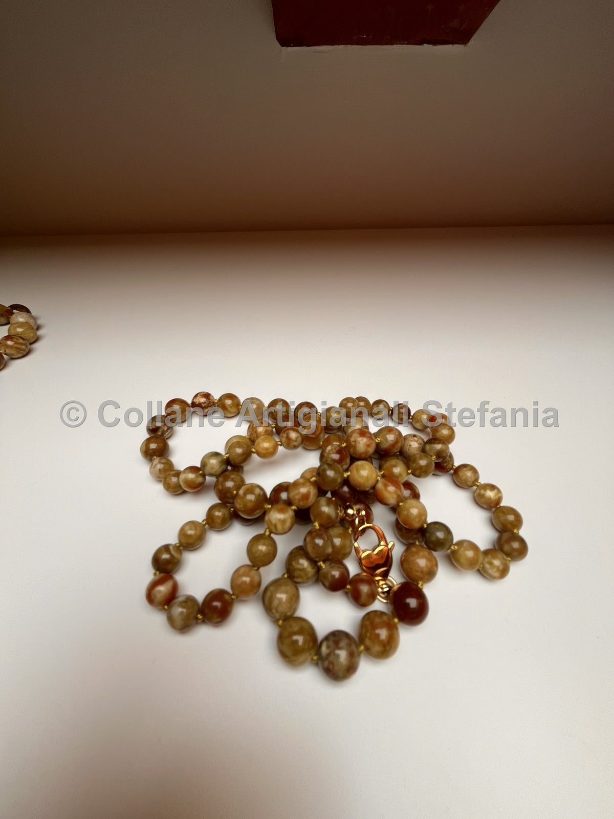 Collana artigianale lunga di Serpentino verde