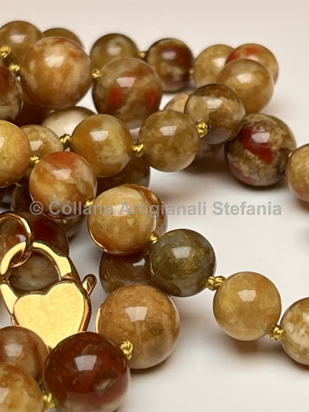 Collana artigianale lunga di Serpentino verde