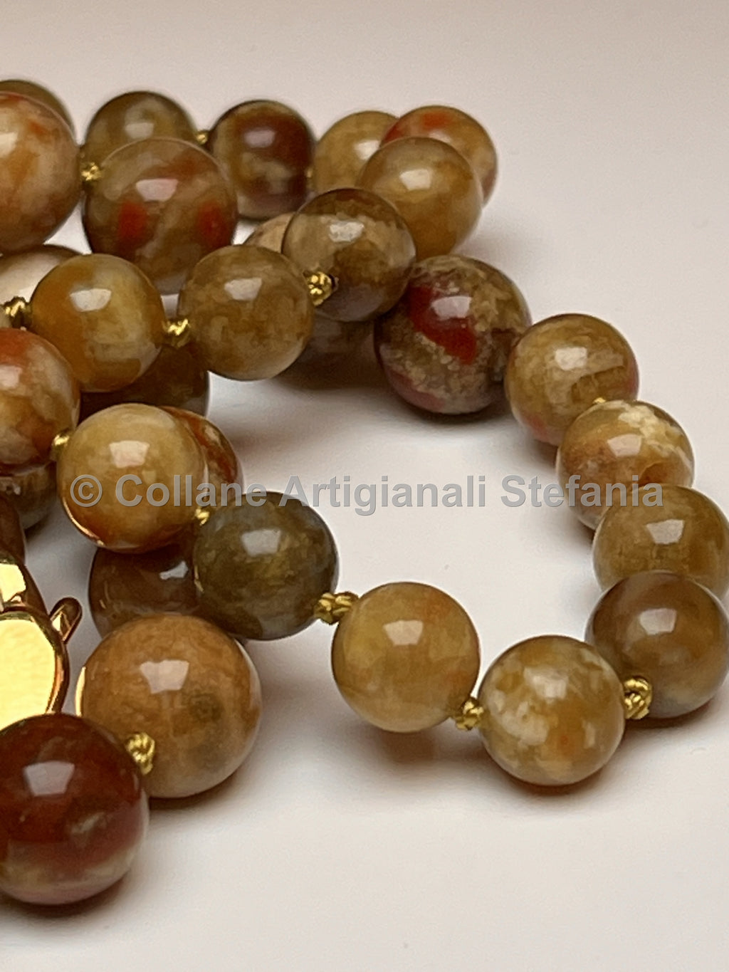 Collana artigianale lunga di Serpentino verde
