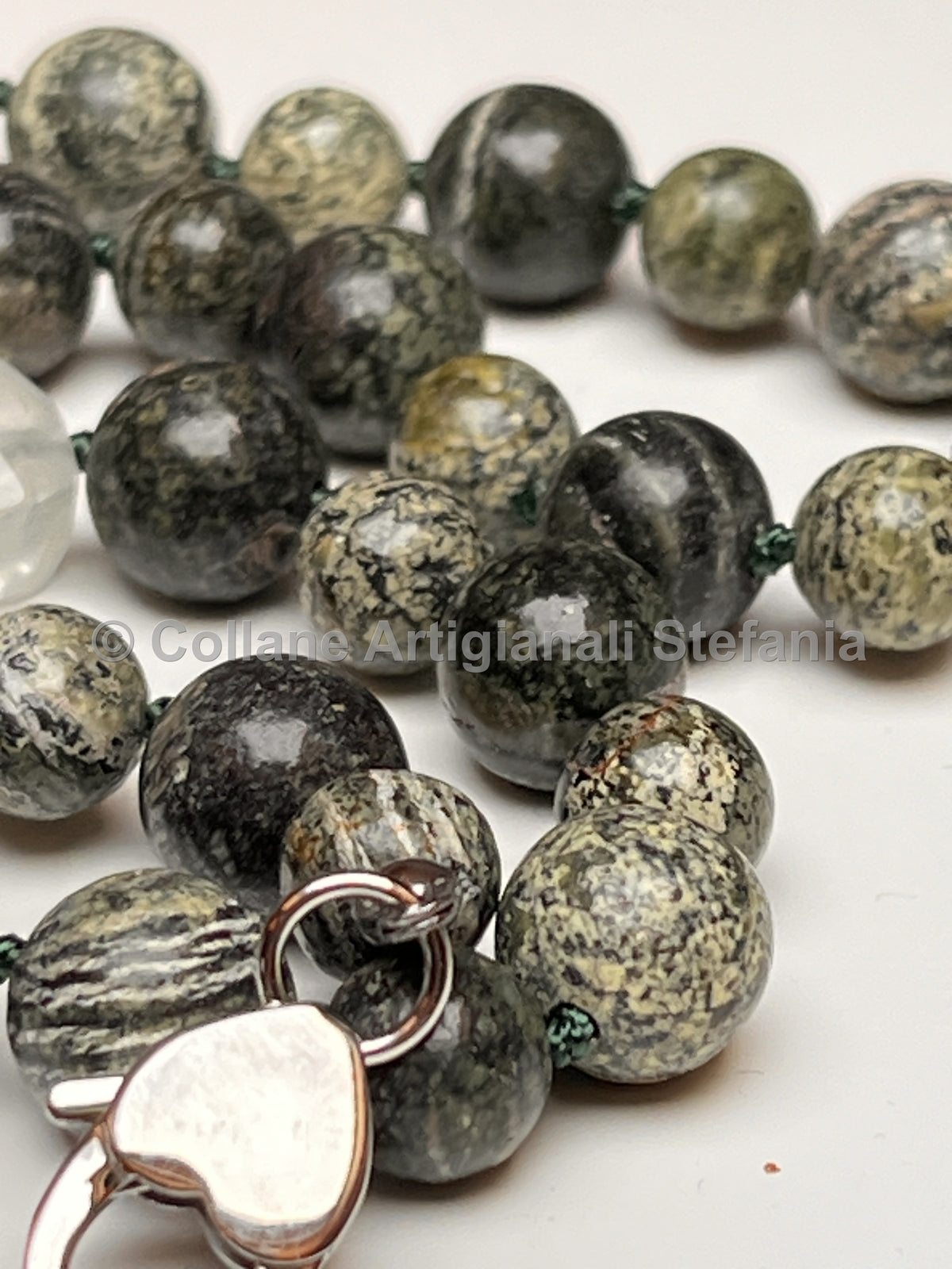 Collana con Diaspro Zebra e Quarzo, lunghezza regolabile