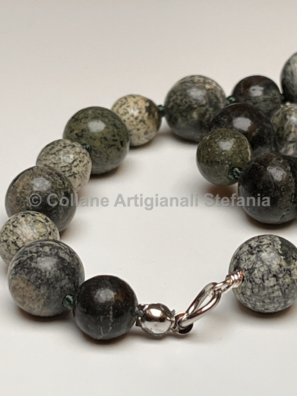Collana con Diaspro Zebra e Quarzo, lunghezza regolabile