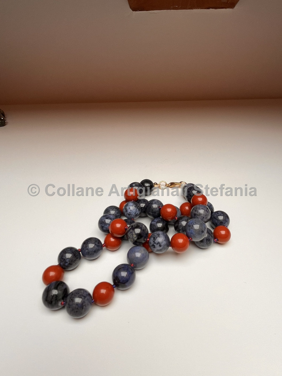 Collana Diaspro rosso e Diaspro blu, 52 cm